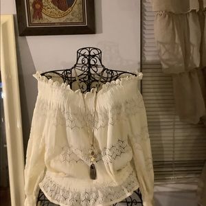 Ivory lace off the shoulder blouse